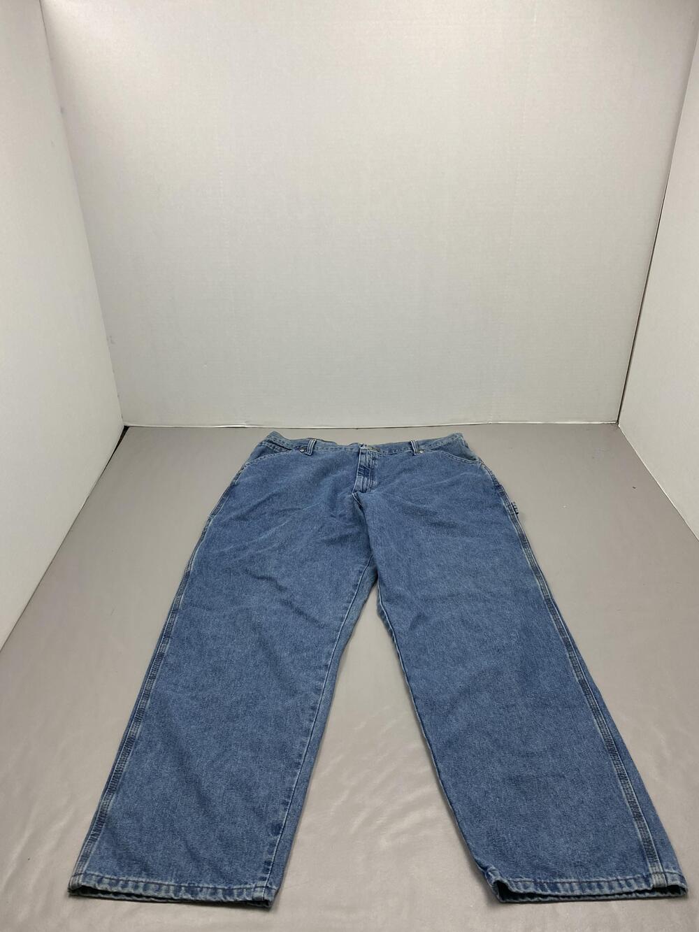 Wrangler Jeans Mens 38x30 Blue Medium Wash Straight Denim Pants Carpenter